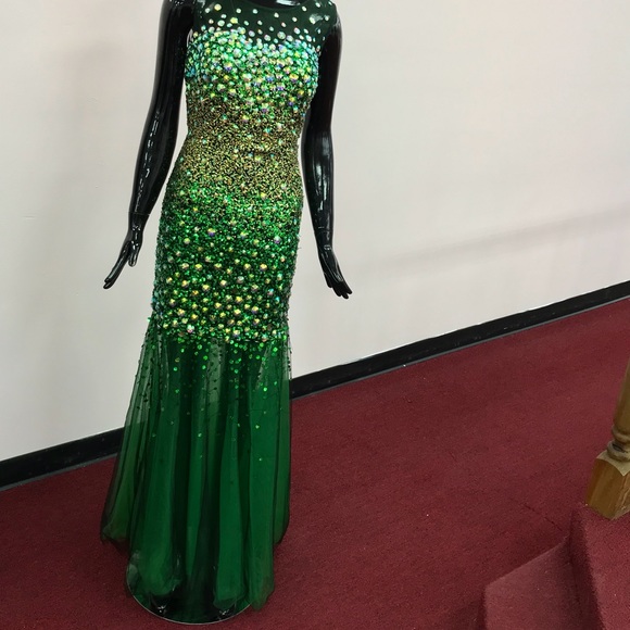 Green Studded Prom Grown - Picture 2 of 5